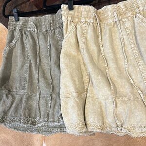 Anthropologie , PILCR skirt, green and tan, L